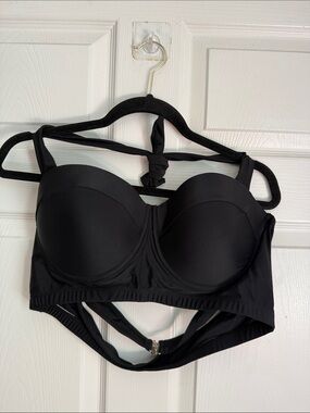 Black Strapless Longline Bikini Top